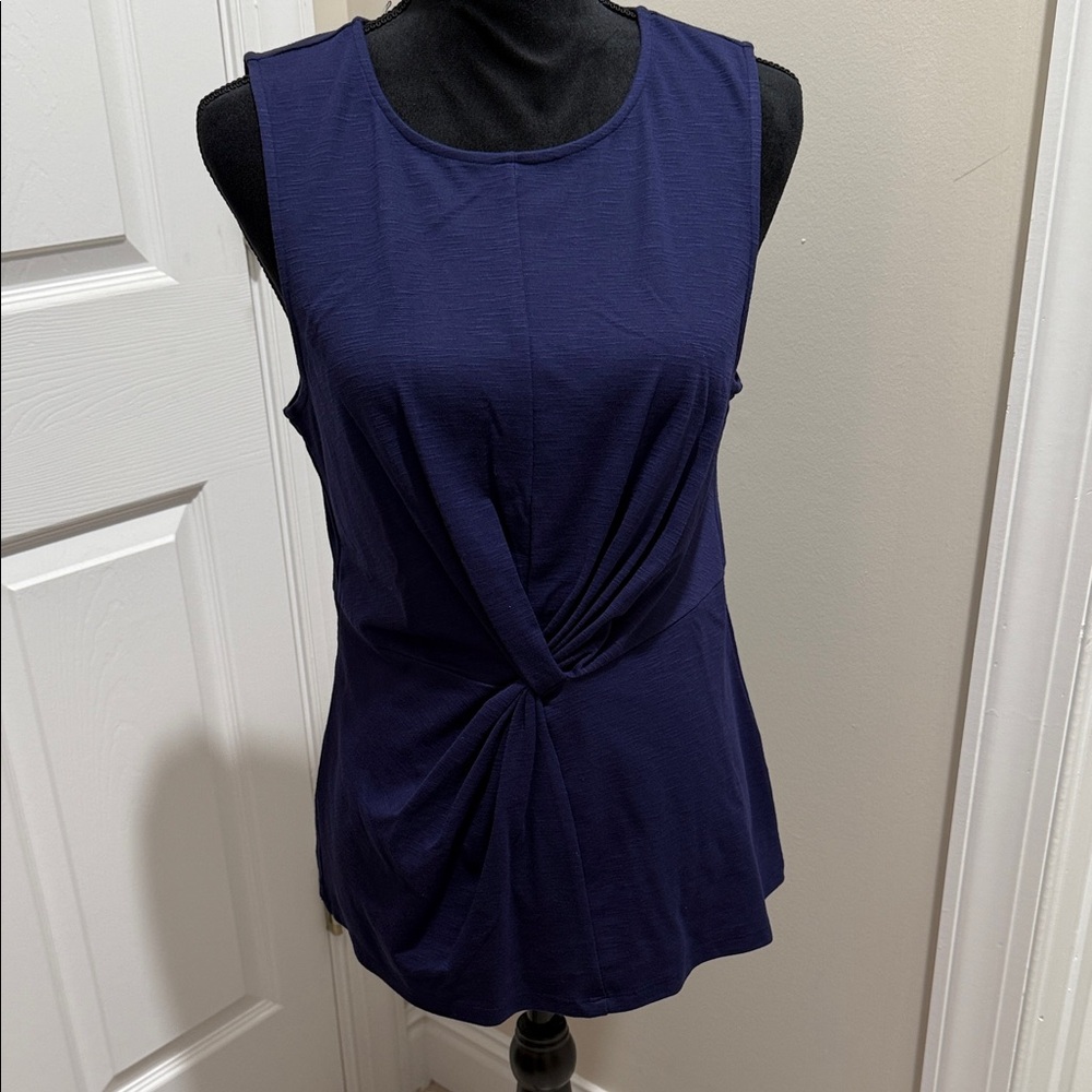 Donna Karan Navy Twist Detail Tank Top